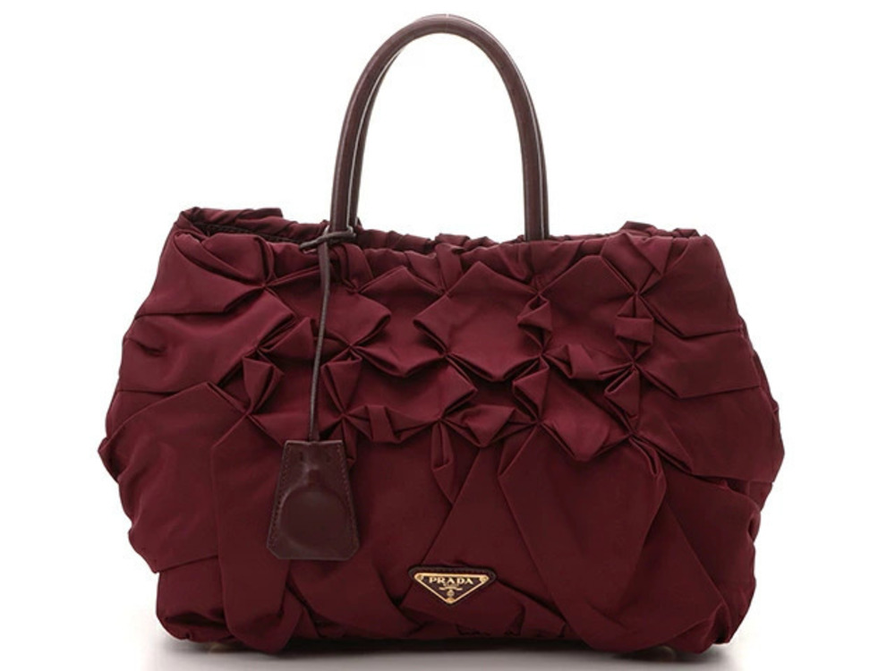 Prada handbag gathered Burgundy Red